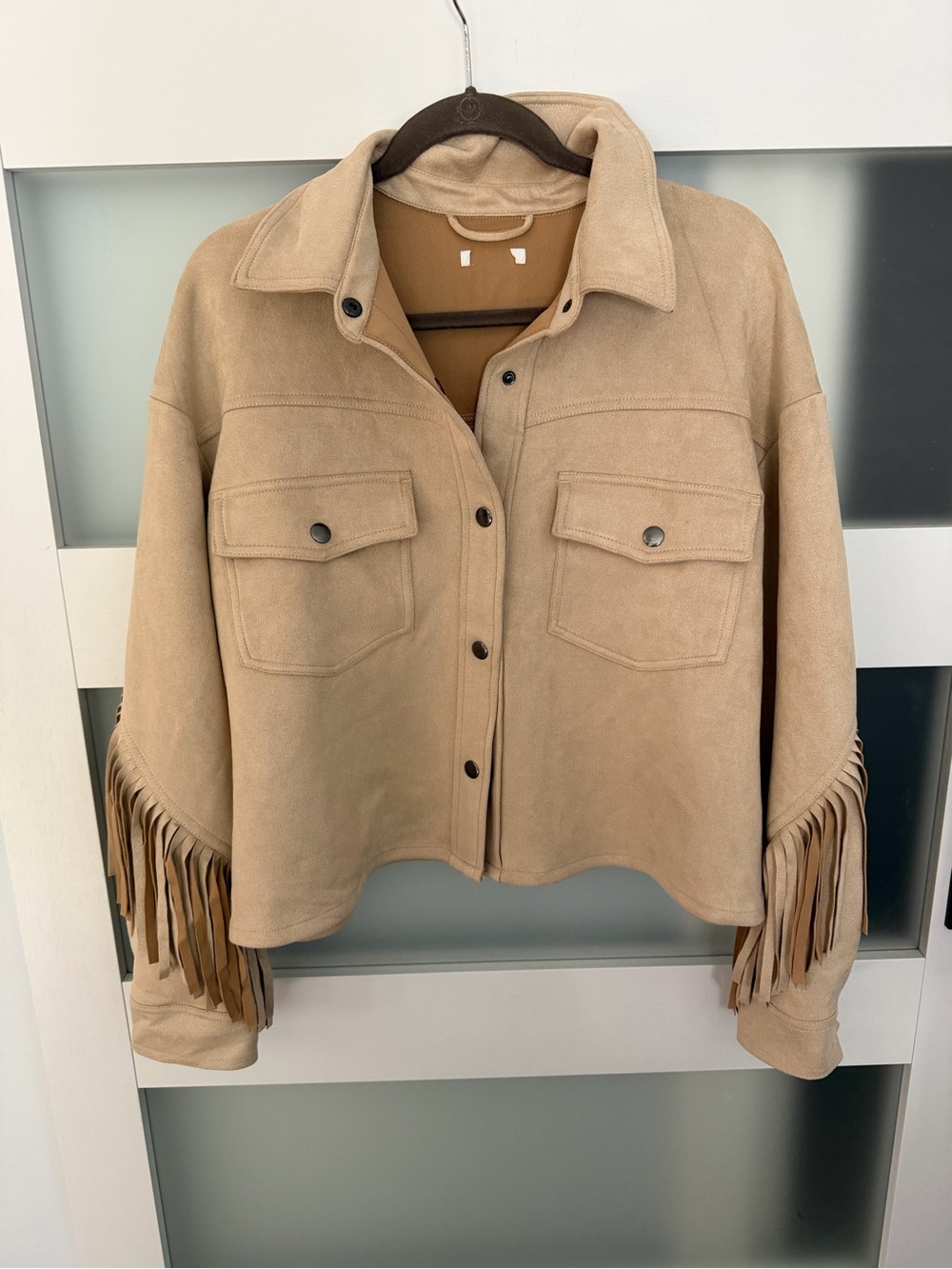 Maurices Beige Fringe Utility Jacket